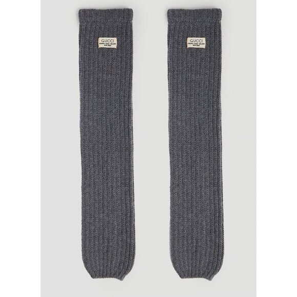 NWT GUCCI Knit Cashmere Leg Warmers Grey 100% Authentic Sz M - Picture 1 of 7